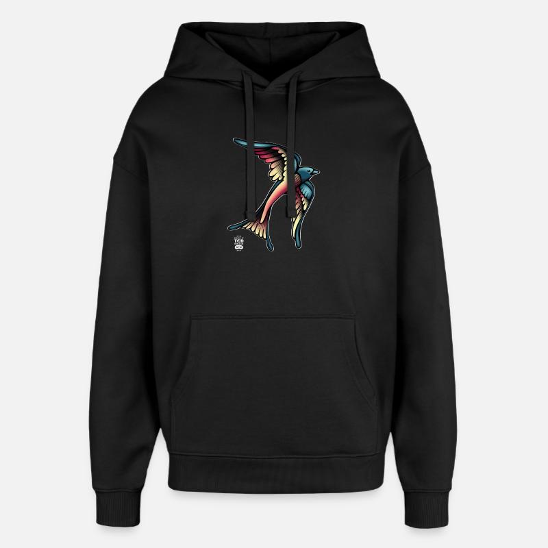 Tattoo swallow - Sweat à capuche unisexe Stanley/Stella Oversized - noir