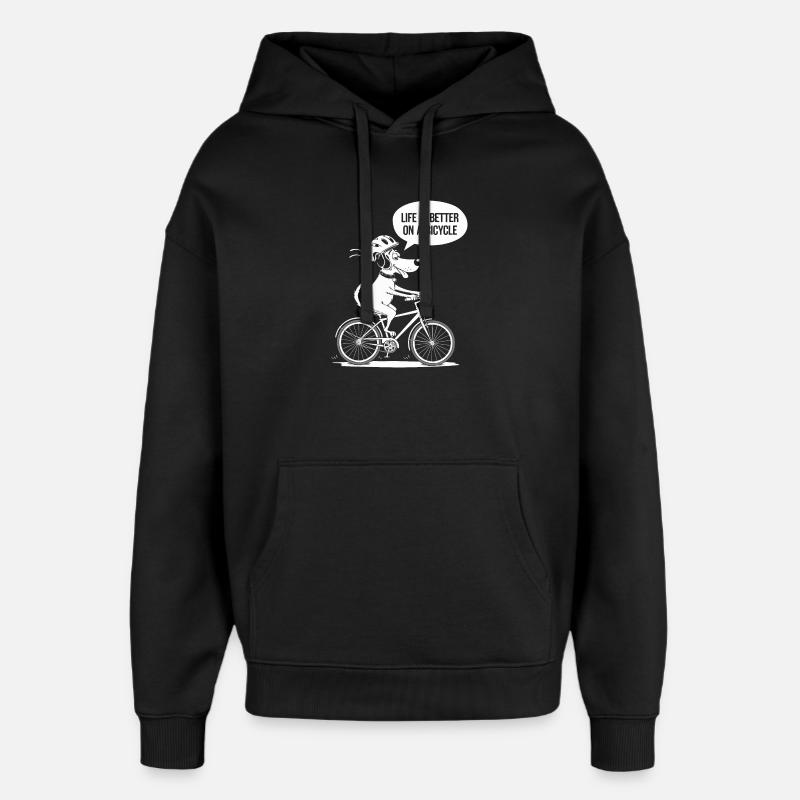 Bicycle Life Better Slogan Design - Sweat à capuche unisexe Stanley/Stella Oversized - noir