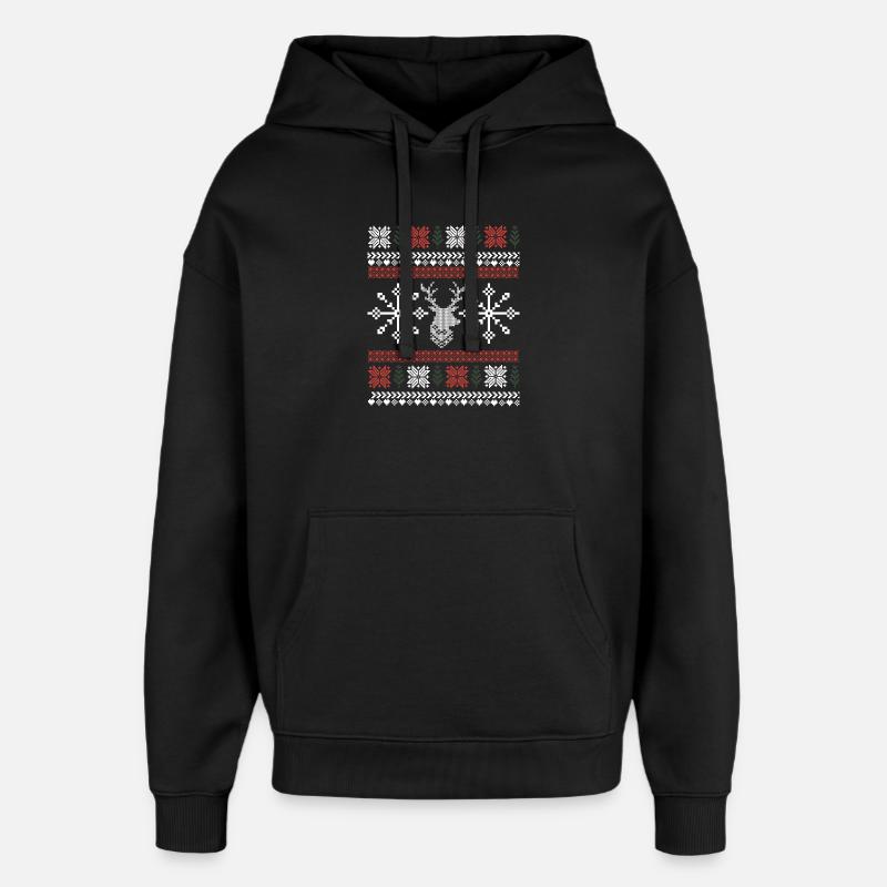 Motif rétro Noël - Sweat à capuche unisexe Stanley/Stella Oversized - noir