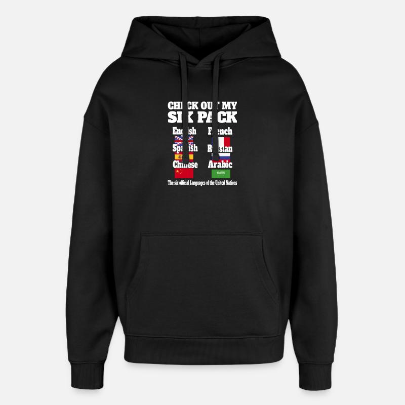 Langues Sixpack - Sweat à capuche unisexe Stanley/Stella Oversized - noir