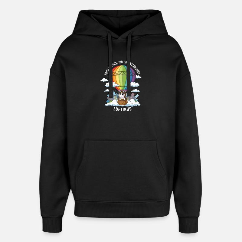 Licorne Luftikus - Sweat à capuche unisexe Stanley/Stella Oversized - noir