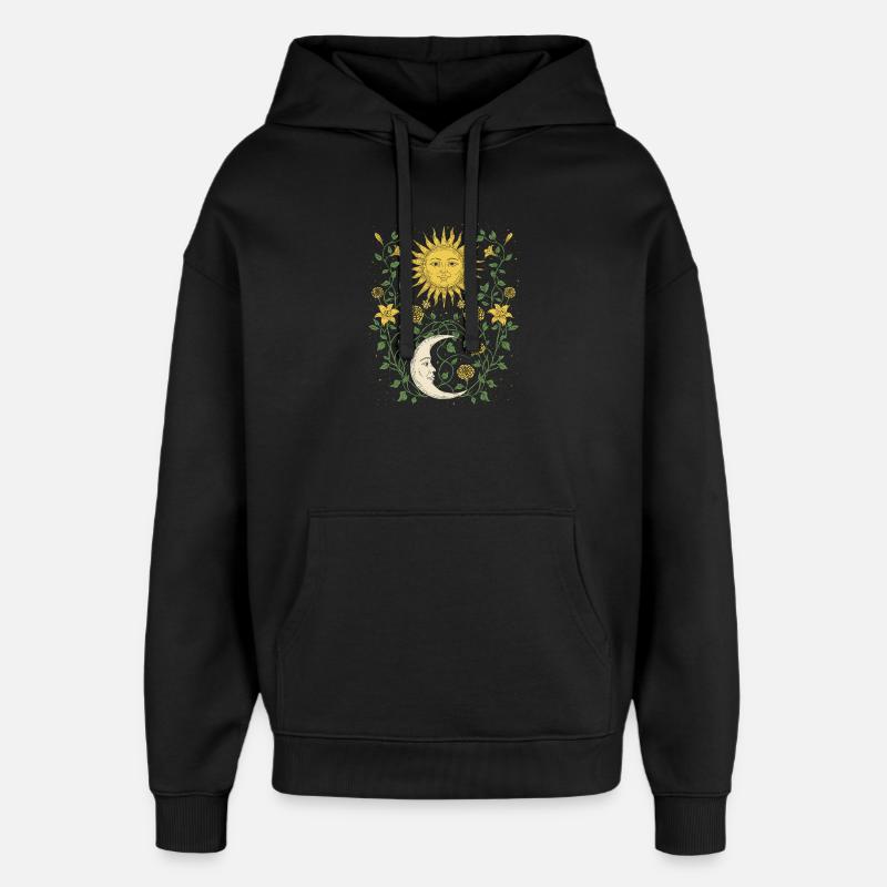 Thème Nature, Soleil et Lunaire - Sweat à capuche unisexe Stanley/Stella Oversized - noir