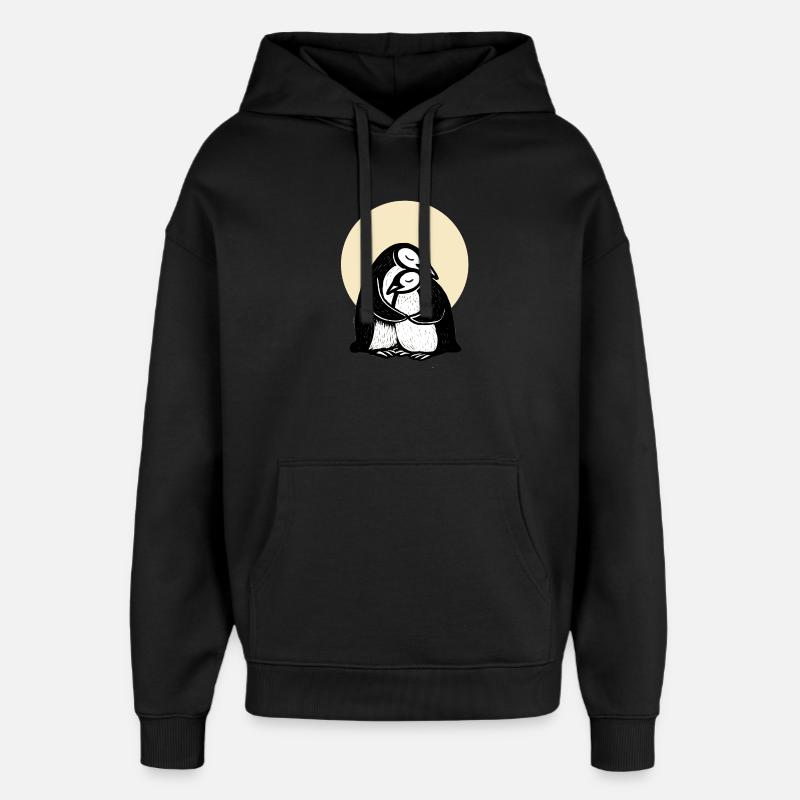 Duo de pingouins câlins - Sweat à capuche unisexe Stanley/Stella Oversized - noir