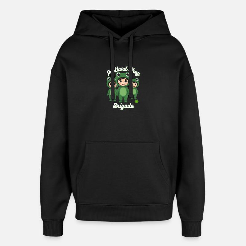 Brigade de grenouilles de Portland - Sweat à capuche unisexe Stanley/Stella Oversized - noir