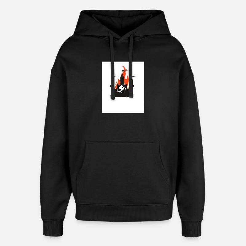 Château du Dragon en feu - Sweat à capuche unisexe Stanley/Stella Oversized - noir