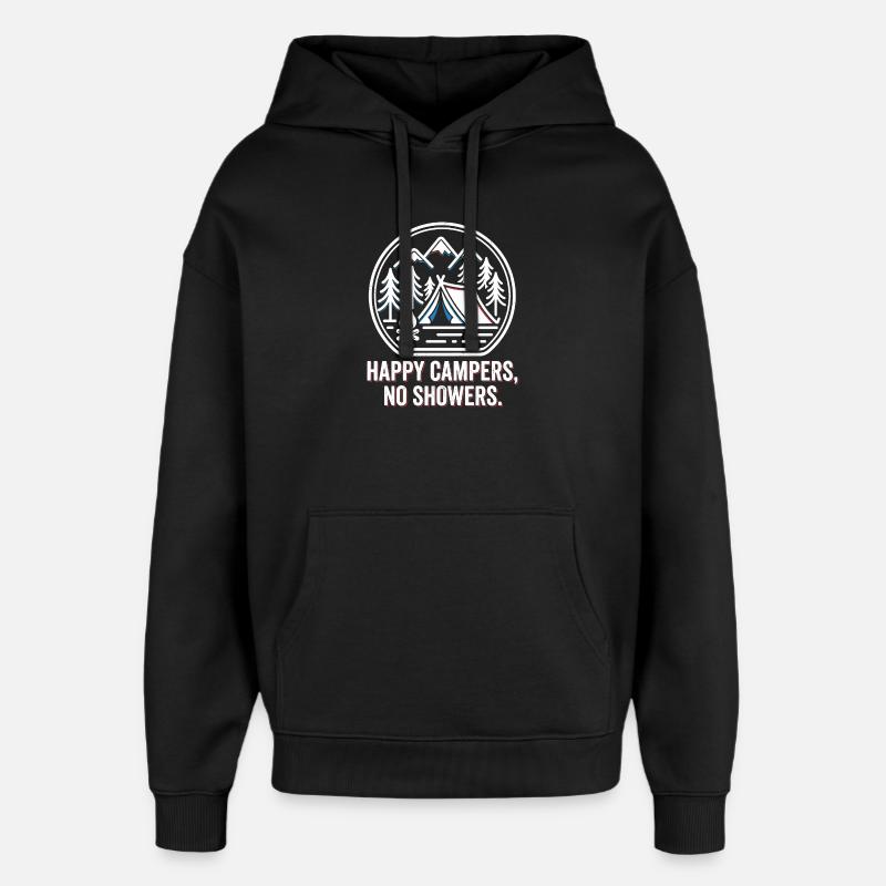 Camping Camp Tent & Campfire - Oversized Unisex Hoodie by Stanley/Stella - black