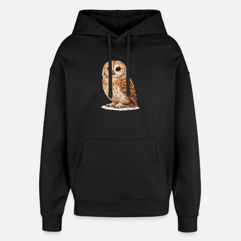 Aquarell Eule Nachtwald - Oversized Unisex Hoodie von Stanley/Stella - Schwarz