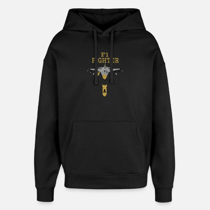 Fighter plane - Oversized Unisex Hoodie by Stanley/Stella - black
