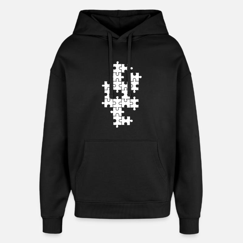 Puzzle blanc - Sweat à capuche unisexe Stanley/Stella Oversized - noir