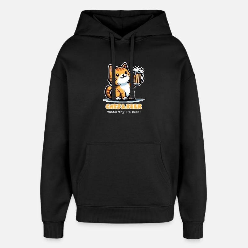 Katzen und Bier 2 (dunkel) - Oversized Unisex Hoodie von Stanley/Stella - Schwarz