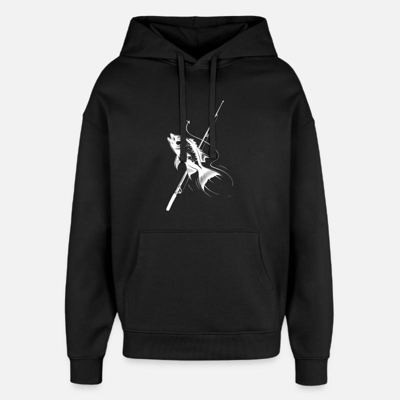 Croquis de pêche - Sweat à capuche unisexe Stanley/Stella Oversized - noir