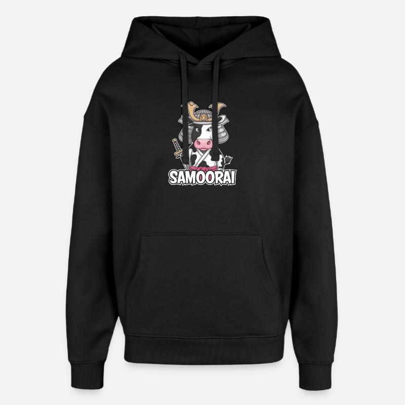 Samorai : la vache guerrière - Sweat à capuche unisexe Stanley/Stella Oversized - noir