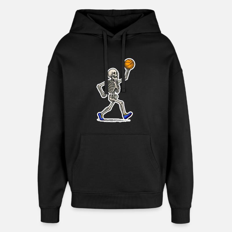 Basketball Skeleton Slam - Sweat à capuche unisexe Stanley/Stella Oversized - noir
