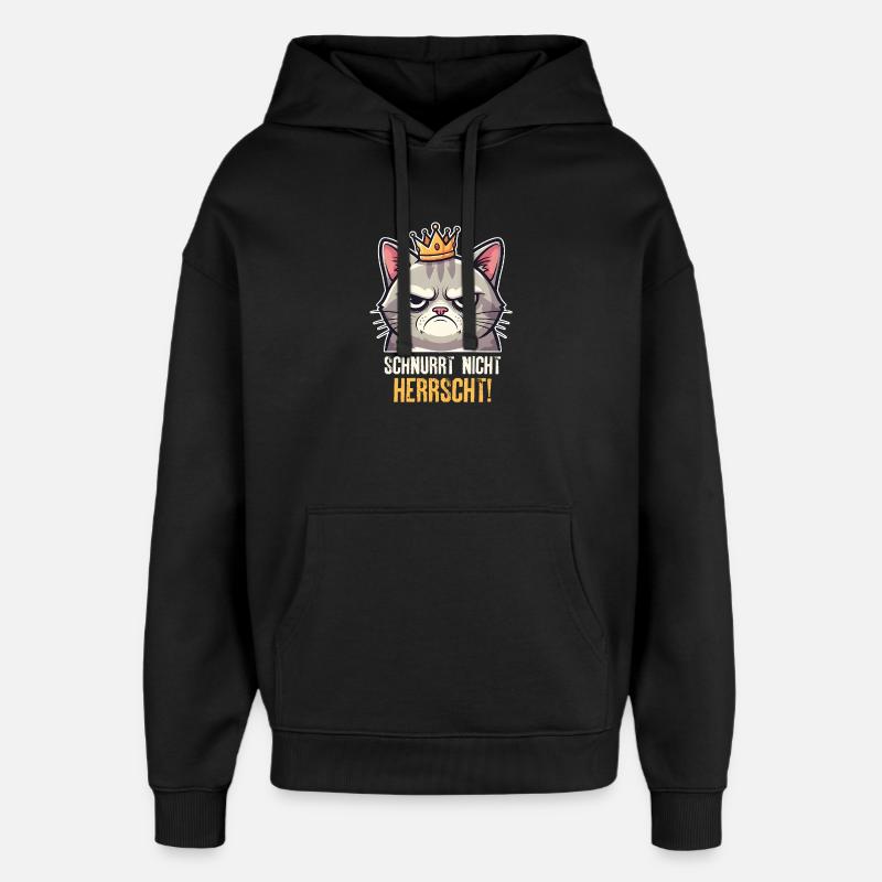 Grumpy Katze Herrscher Design - Oversized Unisex Hoodie von Stanley/Stella - Schwarz
