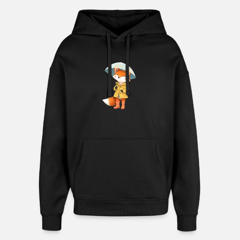 Fuchs Regenmantel Regenschirm - Oversized Unisex Hoodie von Stanley/Stella - Schwarz