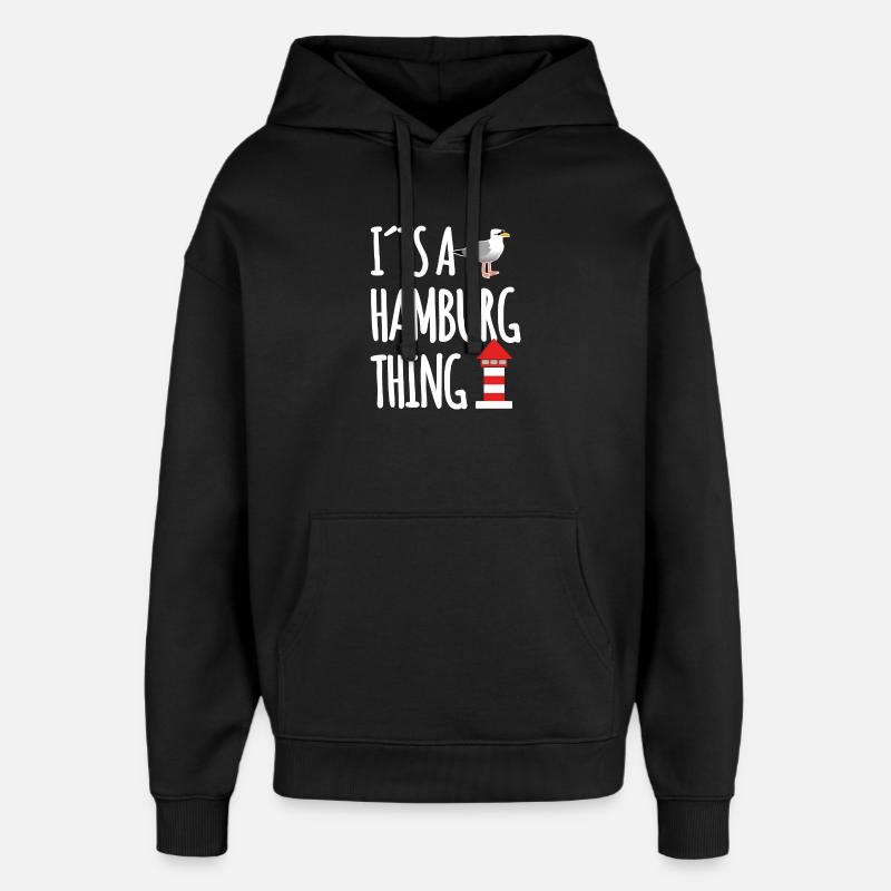 Dicton du port de Hambourg - Sweat à capuche unisexe Stanley/Stella Oversized - noir