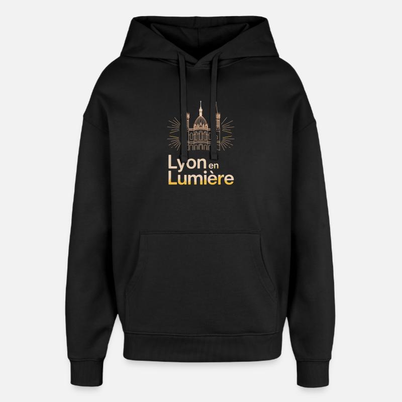 Lyon en Lumière: Cathédrale Stylisée - Sweat à capuche unisexe Stanley/Stella Oversized - noir