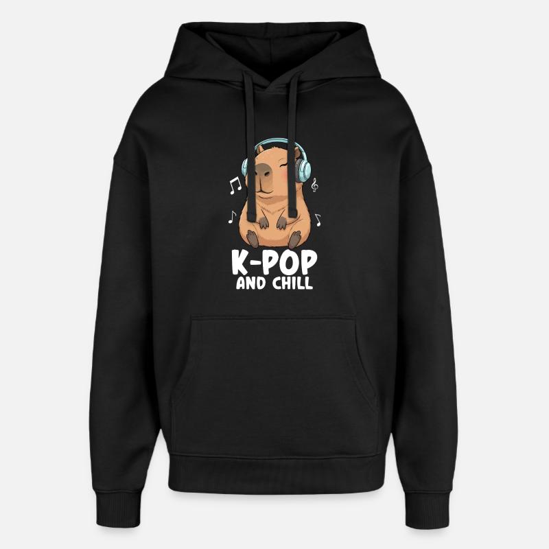 K Pop And Chill - Oversized Unisex Hoodie by Stanley/Stella - black