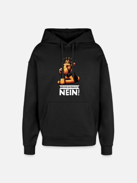 Før du spørger: Airedale Terrier Airedales - Hættetrøje unisex Stanley/Stella Oversized - sort