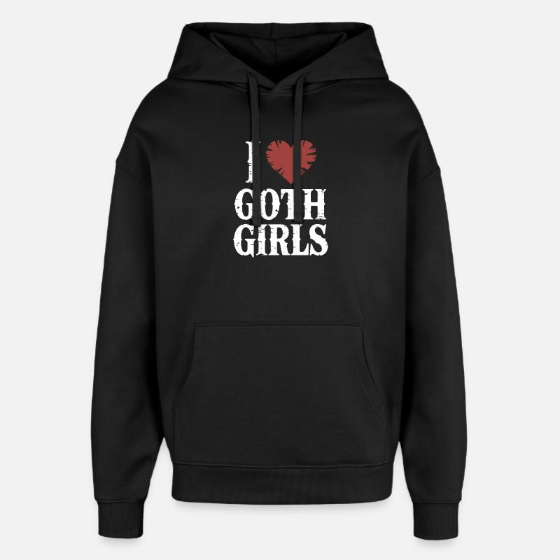 J’adore les filles gothiques - Sweat à capuche unisexe Stanley/Stella Oversized - noir