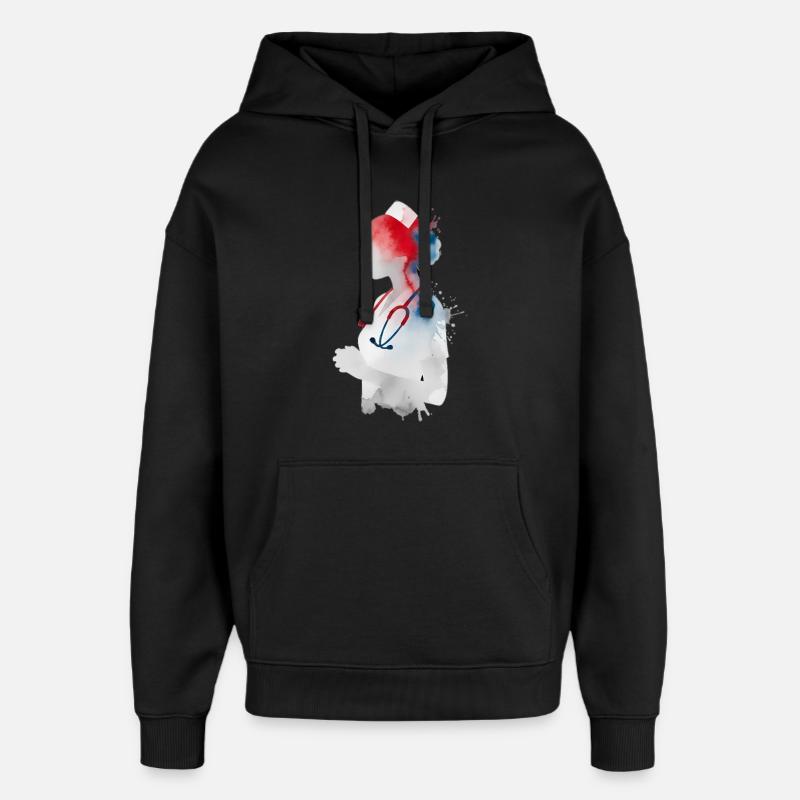 Infirmière Aquarelle Stéthoscope Infirmière - Sweat à capuche unisexe Stanley/Stella Oversized - noir
