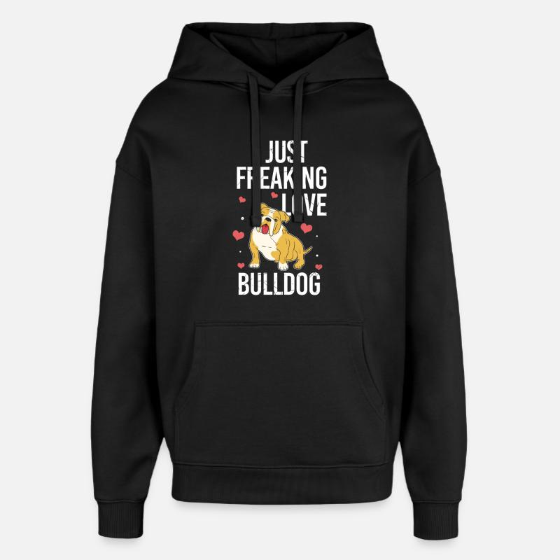 J’adore les bouledogues - Sweat à capuche unisexe Stanley/Stella Oversized - noir