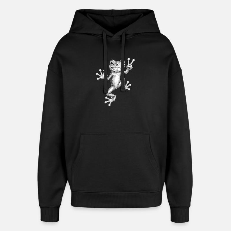 tree frog - Oversized Unisex Hoodie by Stanley/Stella - black