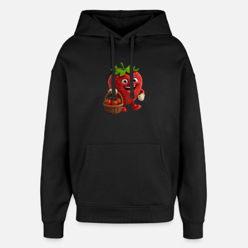 Erdbeere mit Gesicht - Oversized Unisex Hoodie von Stanley/Stella - Schwarz