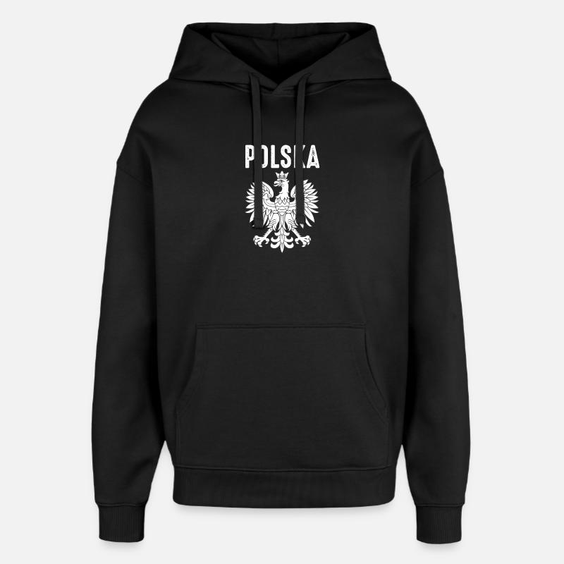 Pologne - Sweat à capuche unisexe Stanley/Stella Oversized - noir