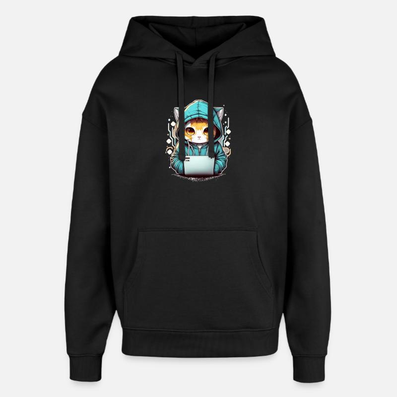 Coding cat - Oversized Unisex Hoodie by Stanley/Stella - black