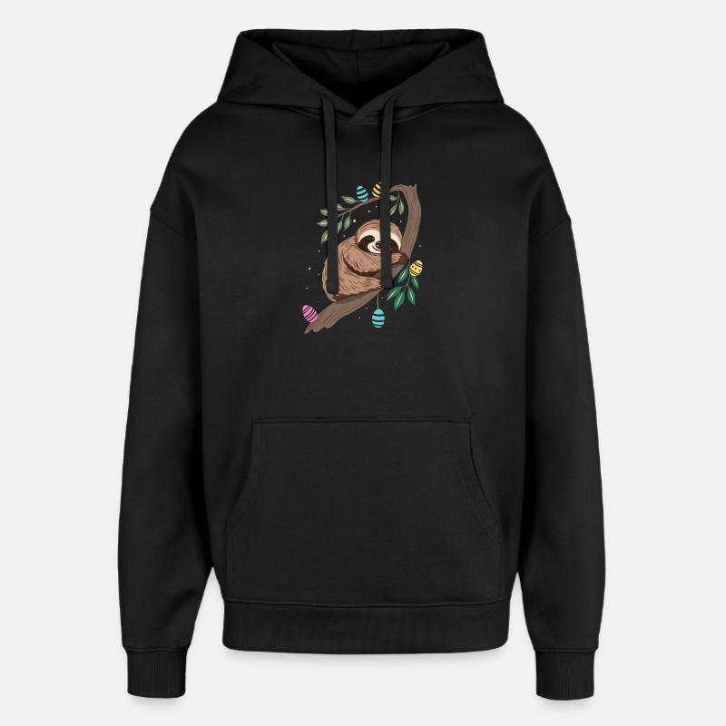Easter Sloth with Easter Eggs - Oversized Unisex Hoodie by Stanley/Stella - black