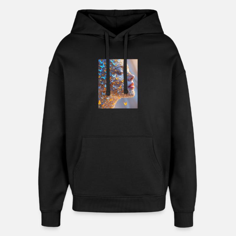 Art du visage de papillon - Sweat à capuche unisexe Stanley/Stella Oversized - noir