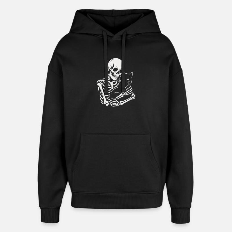 Squelette caressant chat noir - Sweat à capuche unisexe Stanley/Stella Oversized - noir