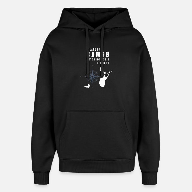 Samsø Samsoe Inselumriss Kompass - Oversized Unisex Hoodie von Stanley/Stella - Schwarz