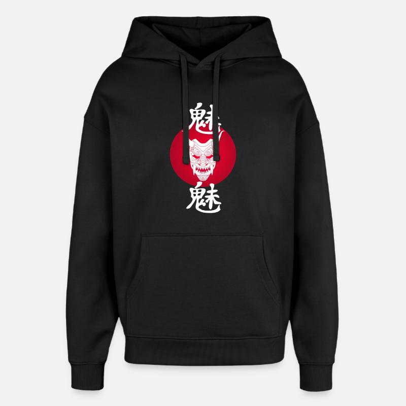 Demone bianco giapponese e sole rosso - Stanley/Stella Oversized Felpa con cappuccio unisex - nero