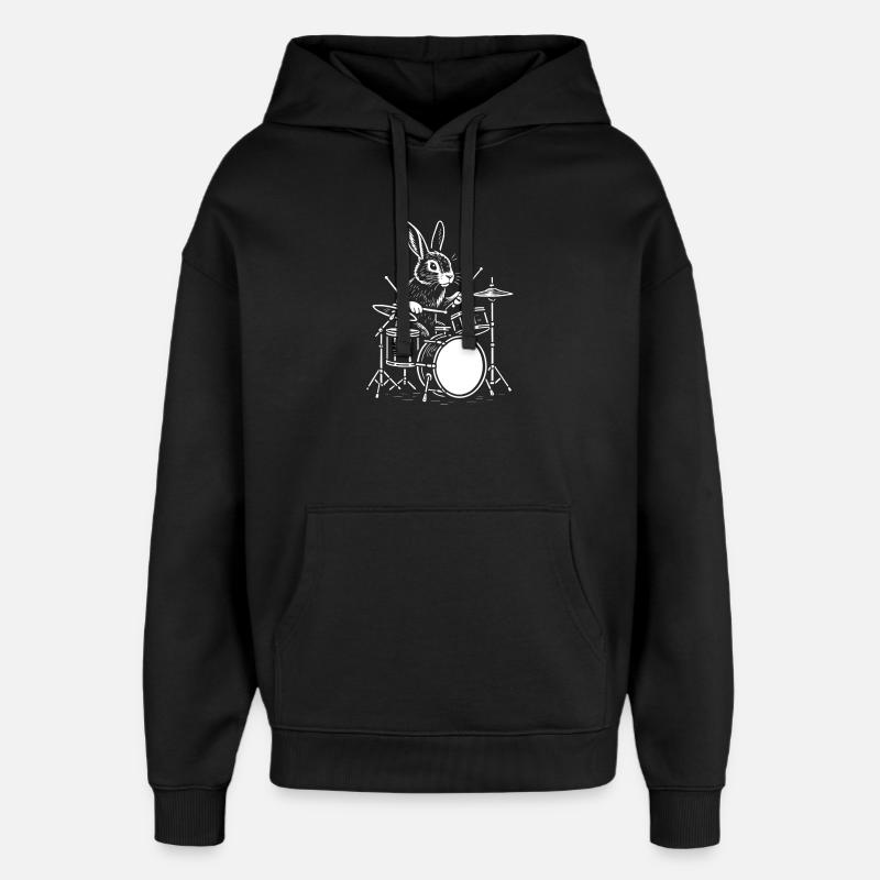 Rythm Rabbit Drummer - Sweat à capuche unisexe Stanley/Stella Oversized - noir