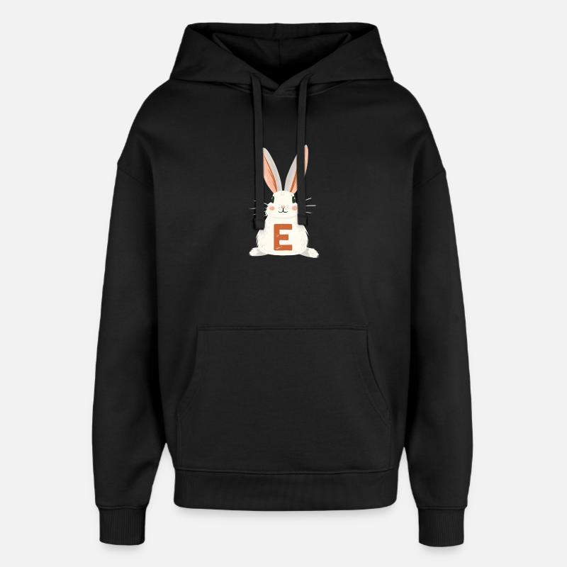 Lettre E - Lapin - Personnalisable - Sweat à capuche unisexe Stanley/Stella Oversized - noir