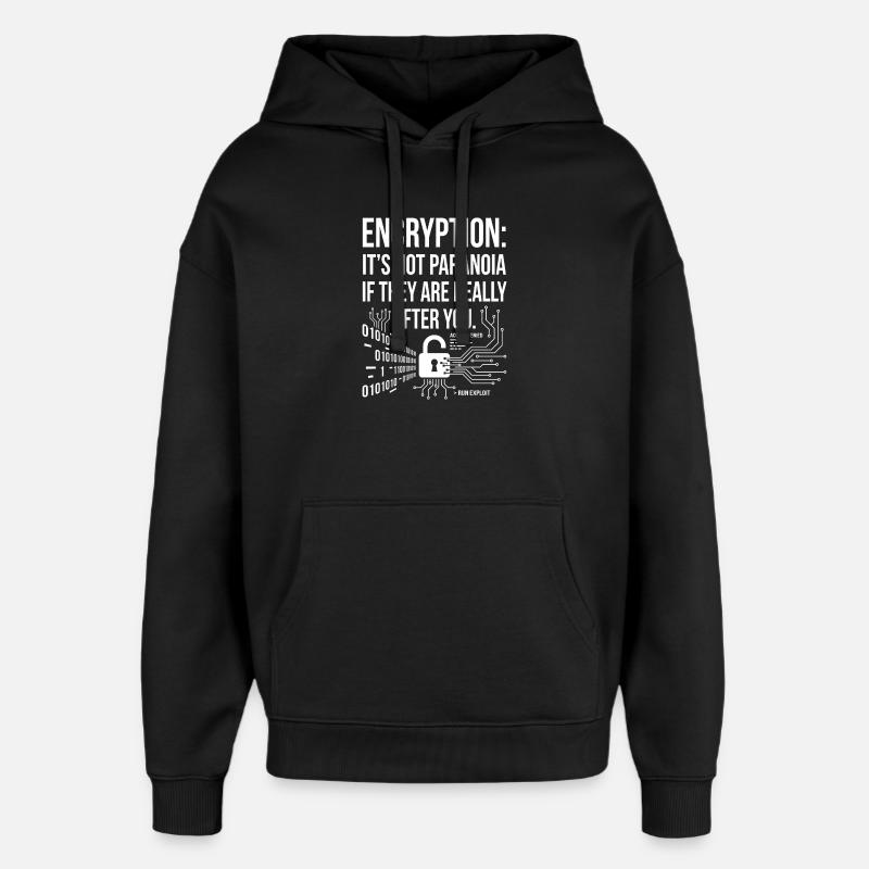 Encryption Paranoia Design - Oversized Unisex Hoodie by Stanley/Stella - black