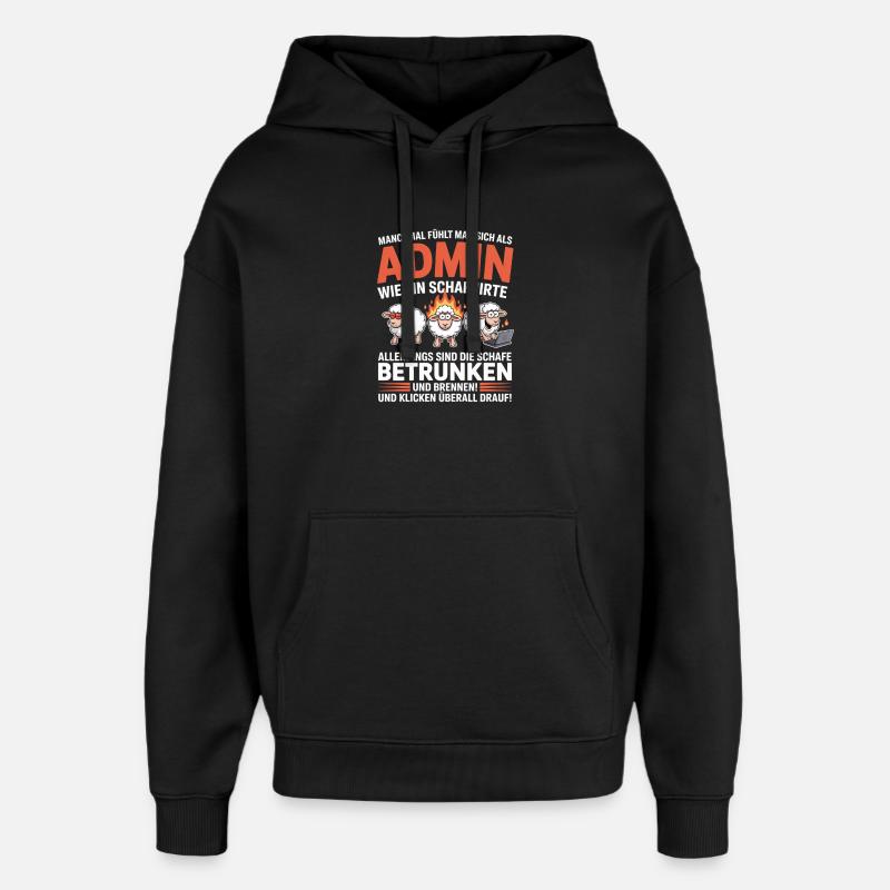 Admin Schafhirte Chaos Cartoon - Oversized Unisex Hoodie von Stanley/Stella - Schwarz