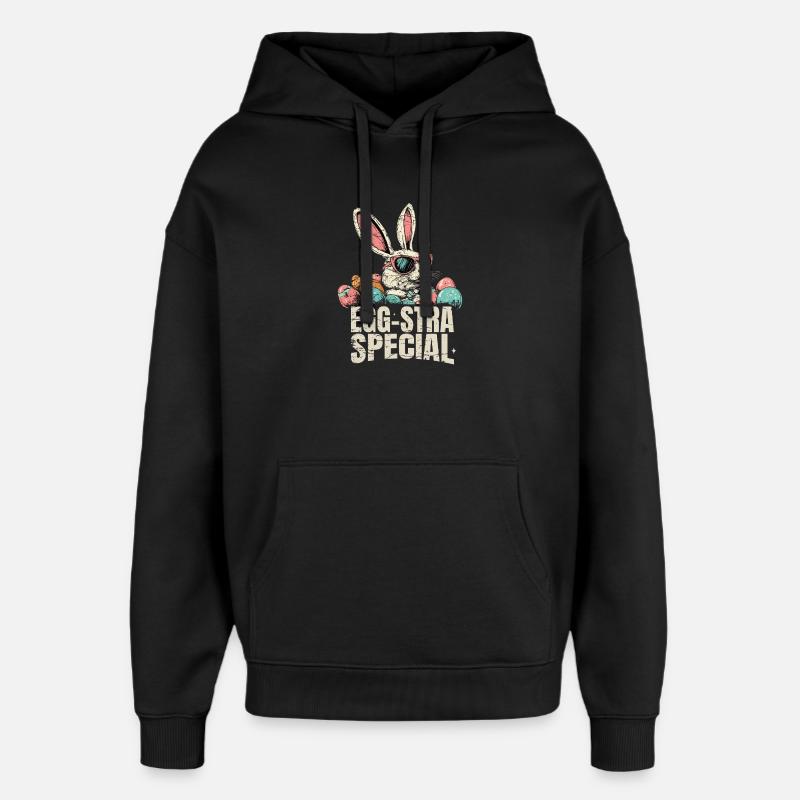 Eggsta Special Retro Bunny Easter - Oversized Unisex Hoodie by Stanley/Stella - black