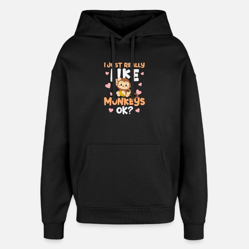Singes singes - Sweat à capuche unisexe Stanley/Stella Oversized - noir