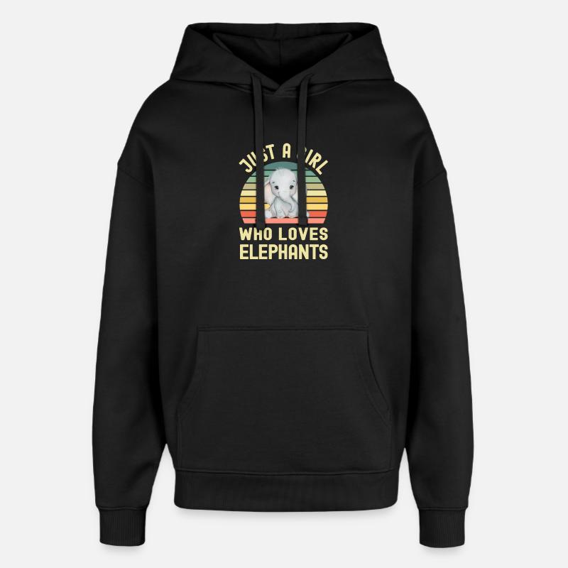 Elephant Elephants - Oversized Unisex Hoodie by Stanley/Stella - black