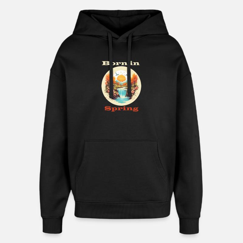 Born in Spring - Oversized Unisex Hoodie by Stanley/Stella - black