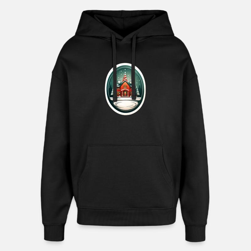 Cabane de Noël - Sweat à capuche unisexe Stanley/Stella Oversized - noir