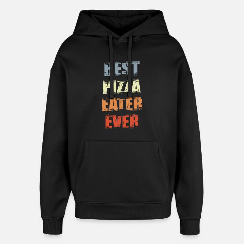 Drôle de mangeur de pizza - Sweat à capuche unisexe Stanley/Stella Oversized - noir
