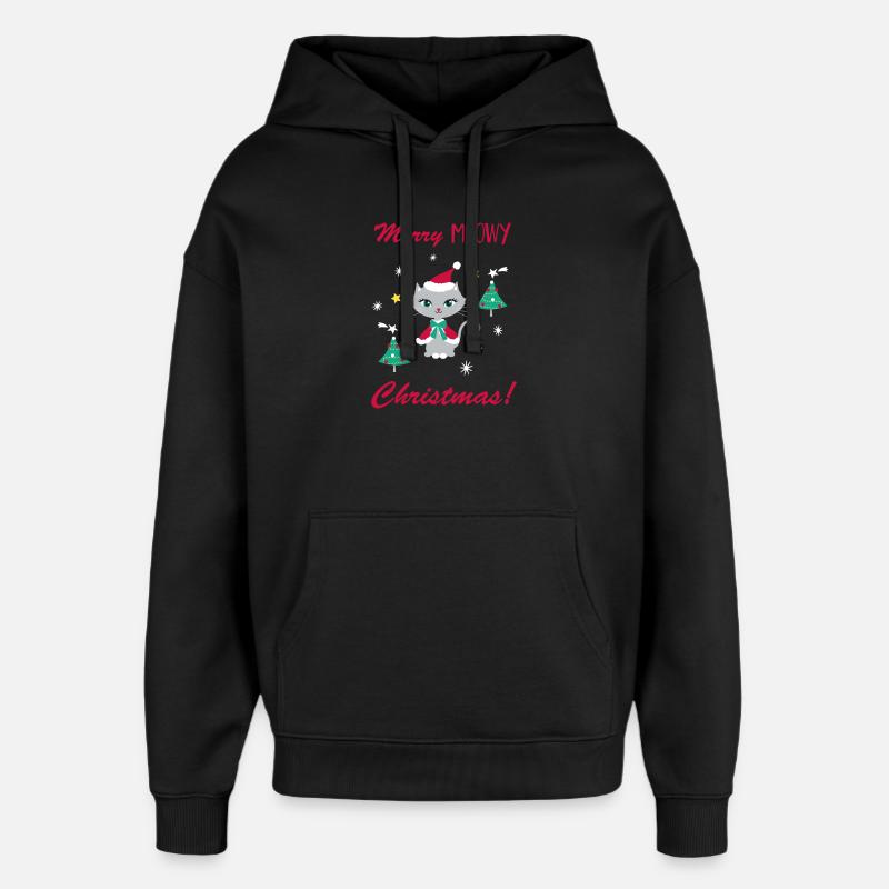 Chat de Noël miaou - Sweat à capuche unisexe Stanley/Stella Oversized - noir