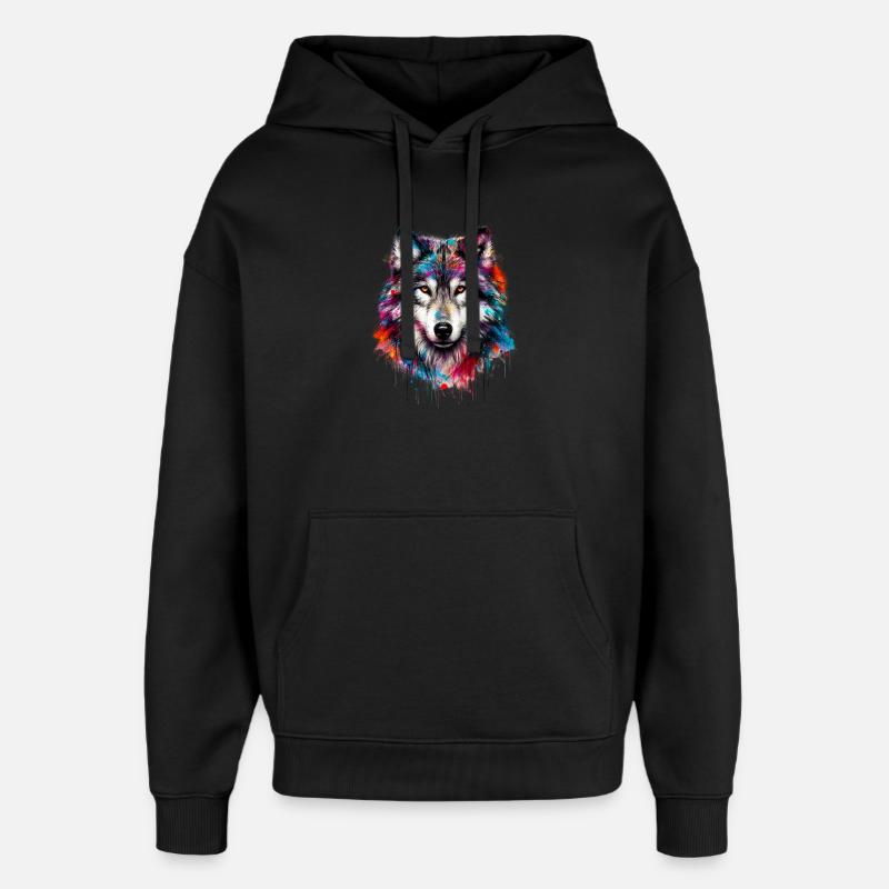 Wolf - Oversized Unisex Hoodie by Stanley/Stella - black