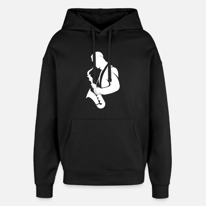 Dessin de saxophoniste - Sweat à capuche unisexe Stanley/Stella Oversized - noir