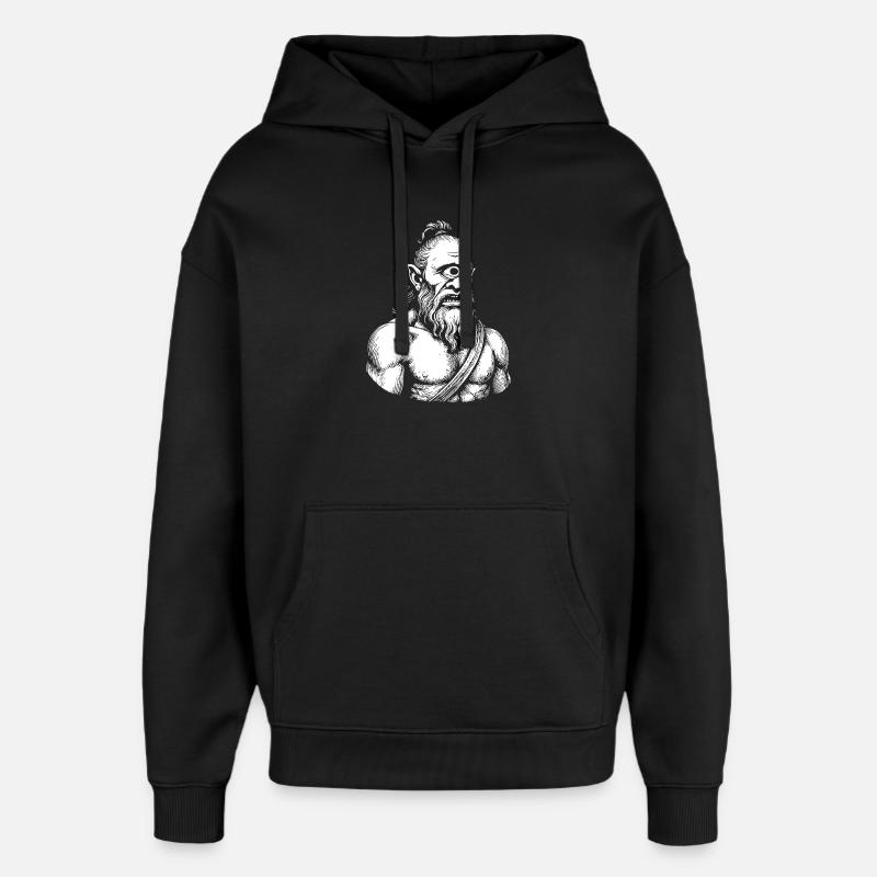 Mythical Cyclops Warrior Illustration - Oversized Unisex Hoodie by Stanley/Stella - black