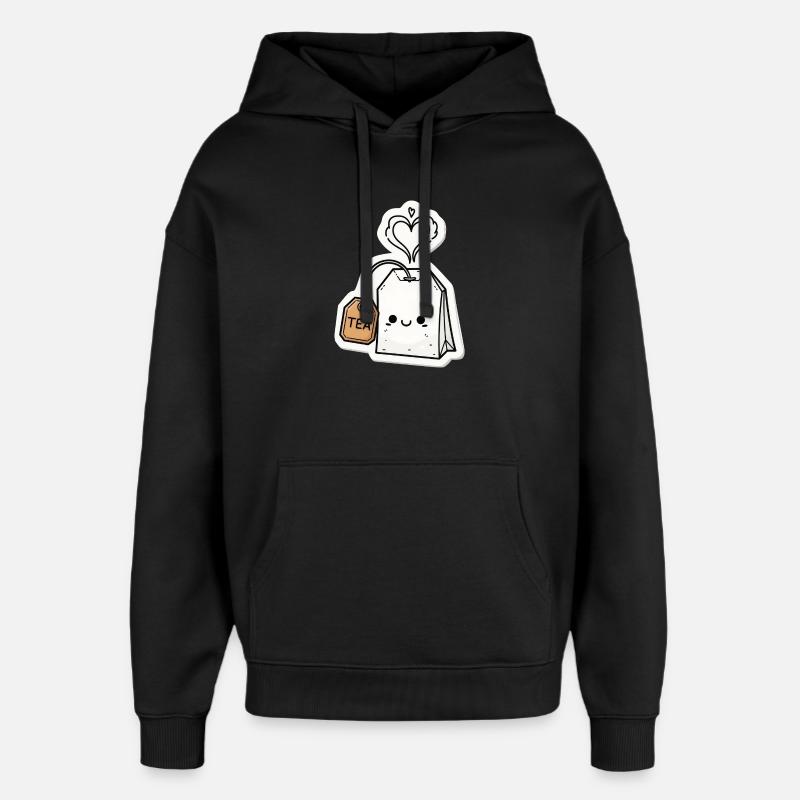 Kawaii Teebeutel mit Herzdampf - Oversized Unisex Hoodie von Stanley/Stella - Schwarz